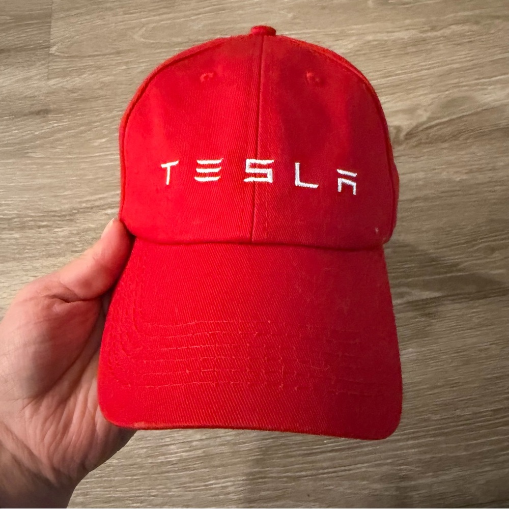 Tesla Red Baseball Cap embroidered